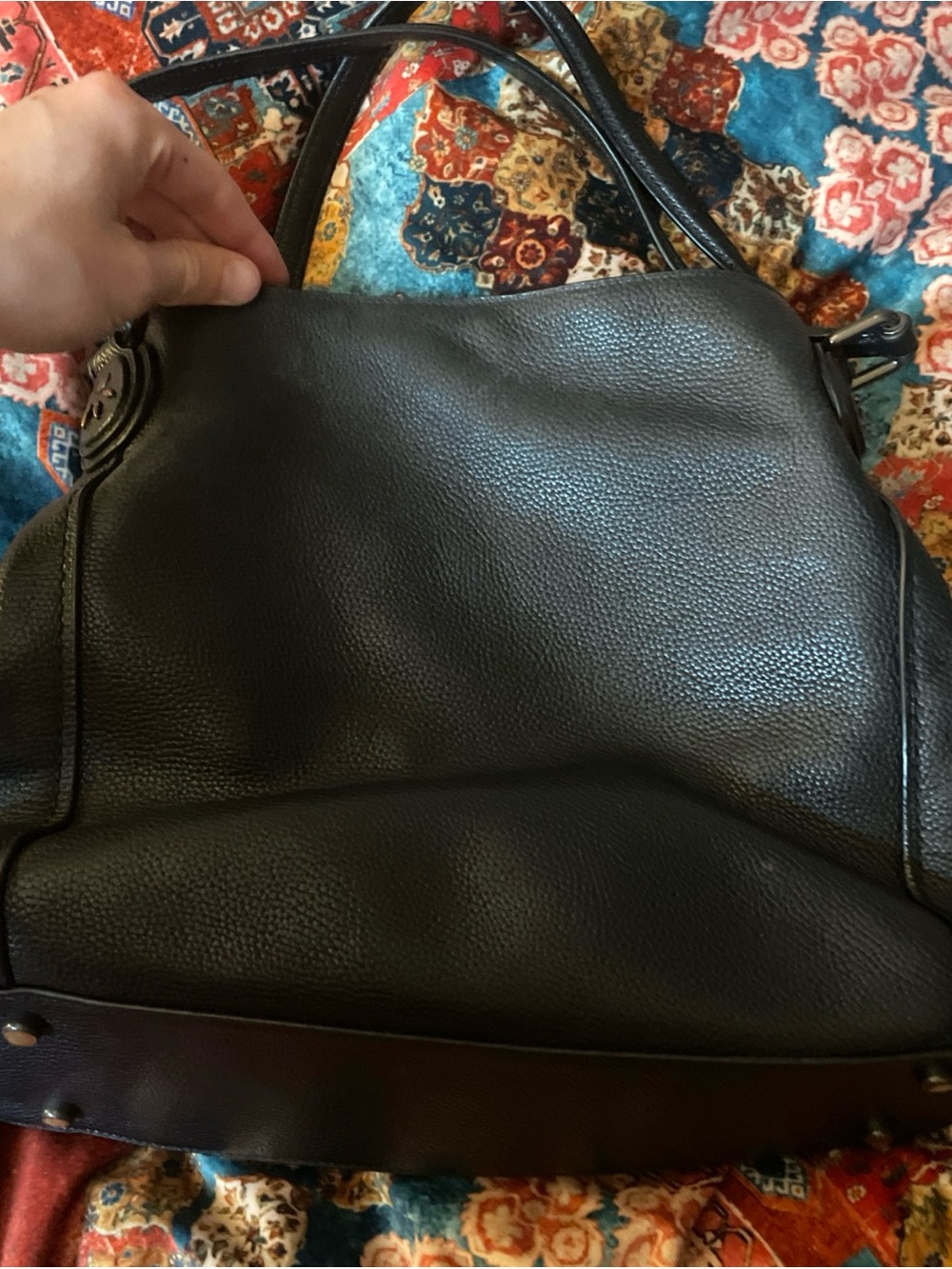 Coach Black Studded Leather Shoulder Bag - Picture 2 of 9